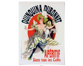 Jules Cheret Quinquina Dubonnet Print: Vintage Style French Art Nouveau Wine Advertisement