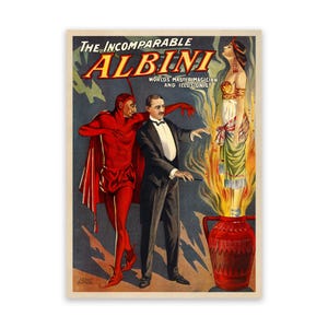 Albini Magician And Illusionist Poster, Mystical and Magic Occult Art, Premium Vintage Style Reproduction Print