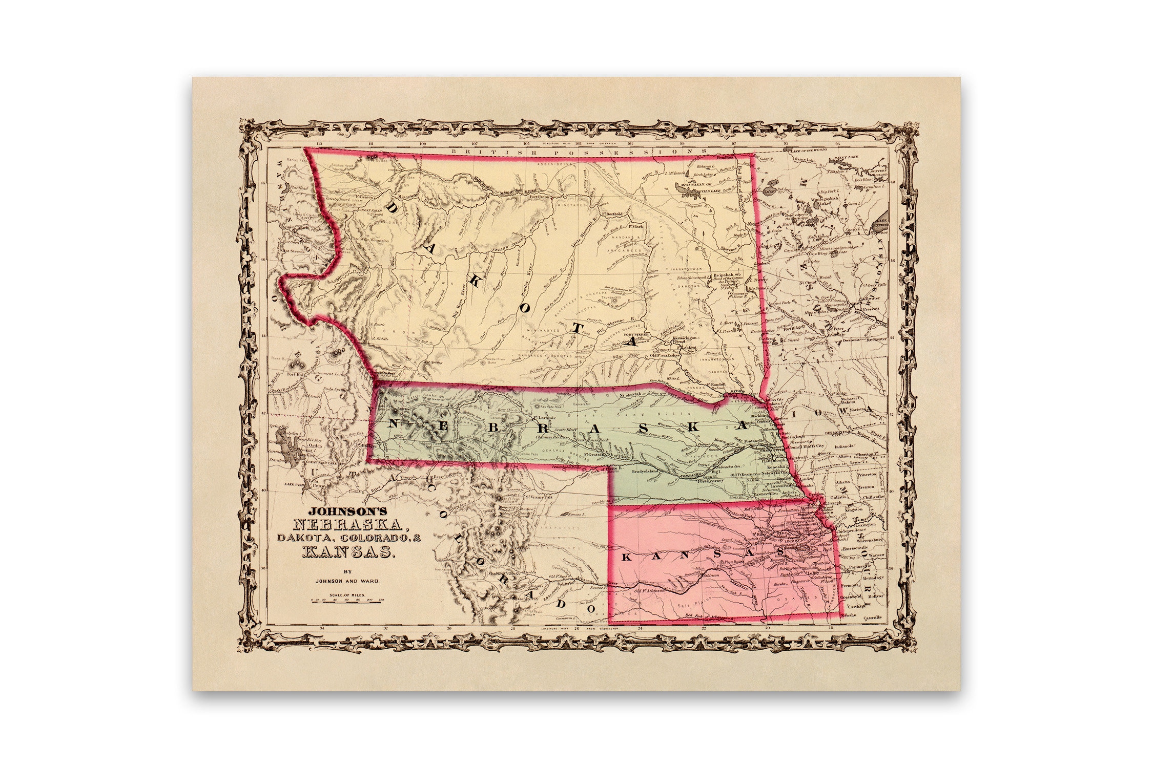 Kansas State Map Print 1862 Old Map Of Dakota Territory | Etsy