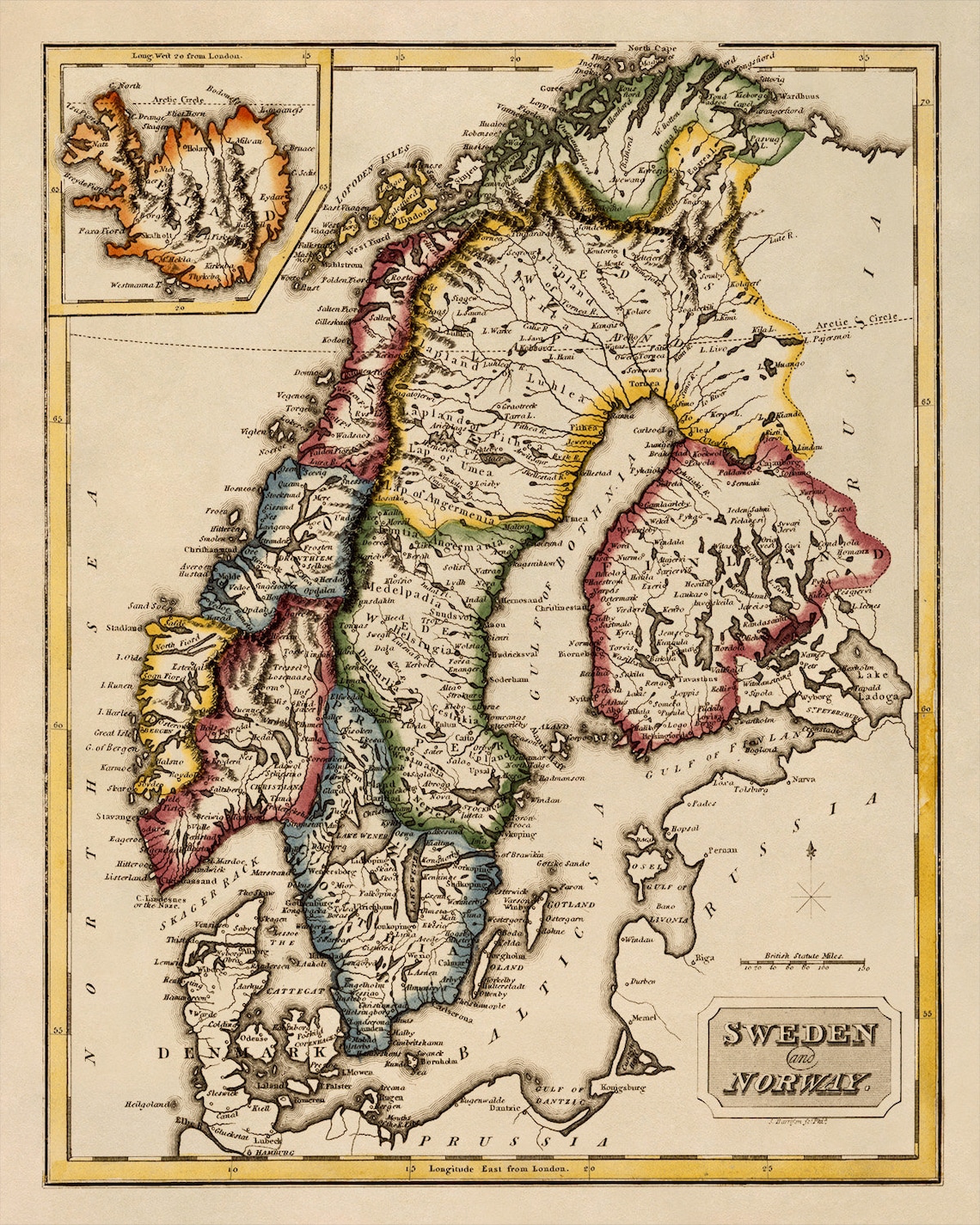 Old Map of Sweden and Norway Vintage Style Print Circa 1800s - Etsy