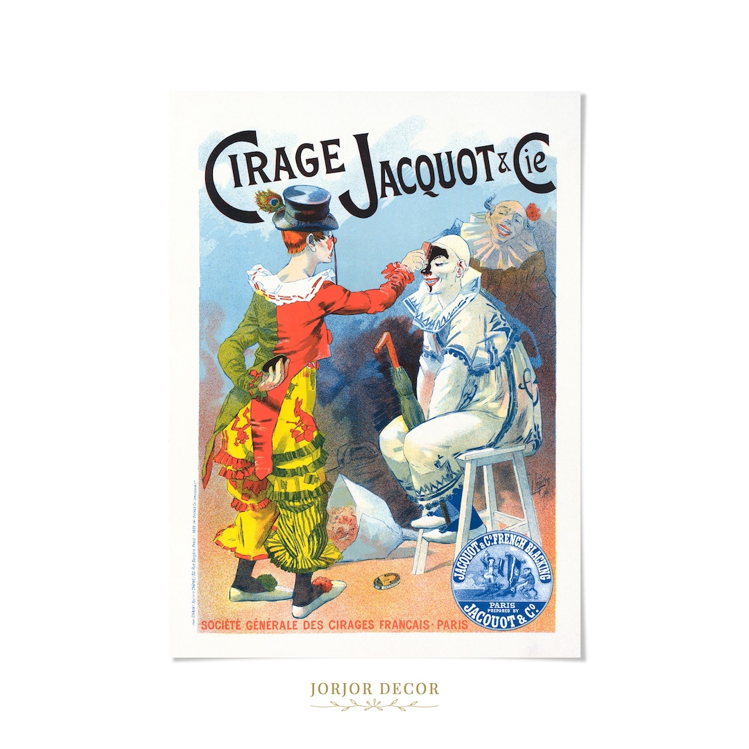 French Circus Poster – Vintage Clown Advertising Art Print by