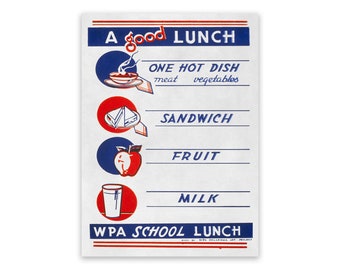 Good School Lunch WPA Poster, Vintage Style Reproduction Print