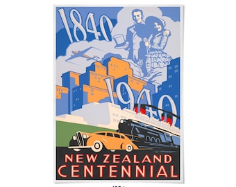 New Zealand Centennial Exhibition Poster: Vintage Style 1939 Retro Print