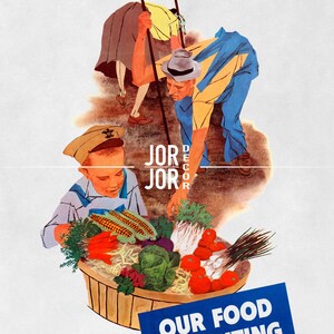 Victory Garden Print, 1943 WWII Food Rationing Poster, Vintage Wartime Gardening Art image 2