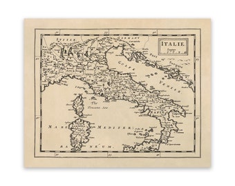 Carte d'Italie, impression de style vintage vers les années 1600