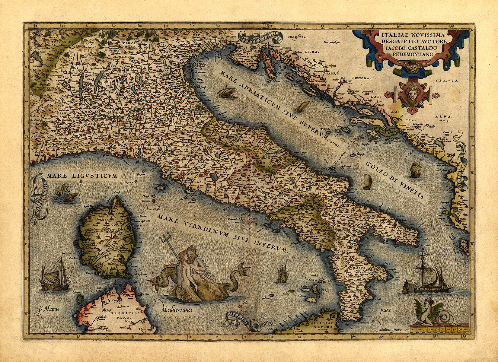 Tapisserie carte du monde antique : tenture murale jacquard italienne médiévale (16 x 26 pouces) - France