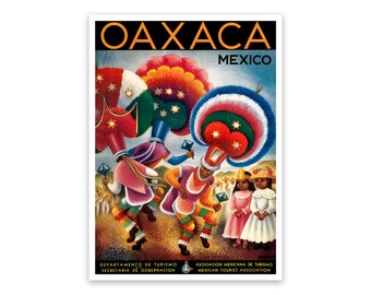 Oaxaca Mexico Travel Poster, Premium Vintage Style Reproduction Print