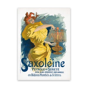 Cartel publicitario de aceite de lámpara francesa de Jules Cheret, decoración del hogar Belle Époque del siglo XIX, impresión Art Nouveau de estilo vintage