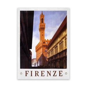 Florence Italy Travel Poster, Vintage Style 1900s Mid Century Reproduction Print, Retro Wall Art Decor