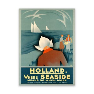 Holland Travel Poster, Vintage Style 1900s Dutch Rustic Reproduction Print, Retro Wall Art Decor