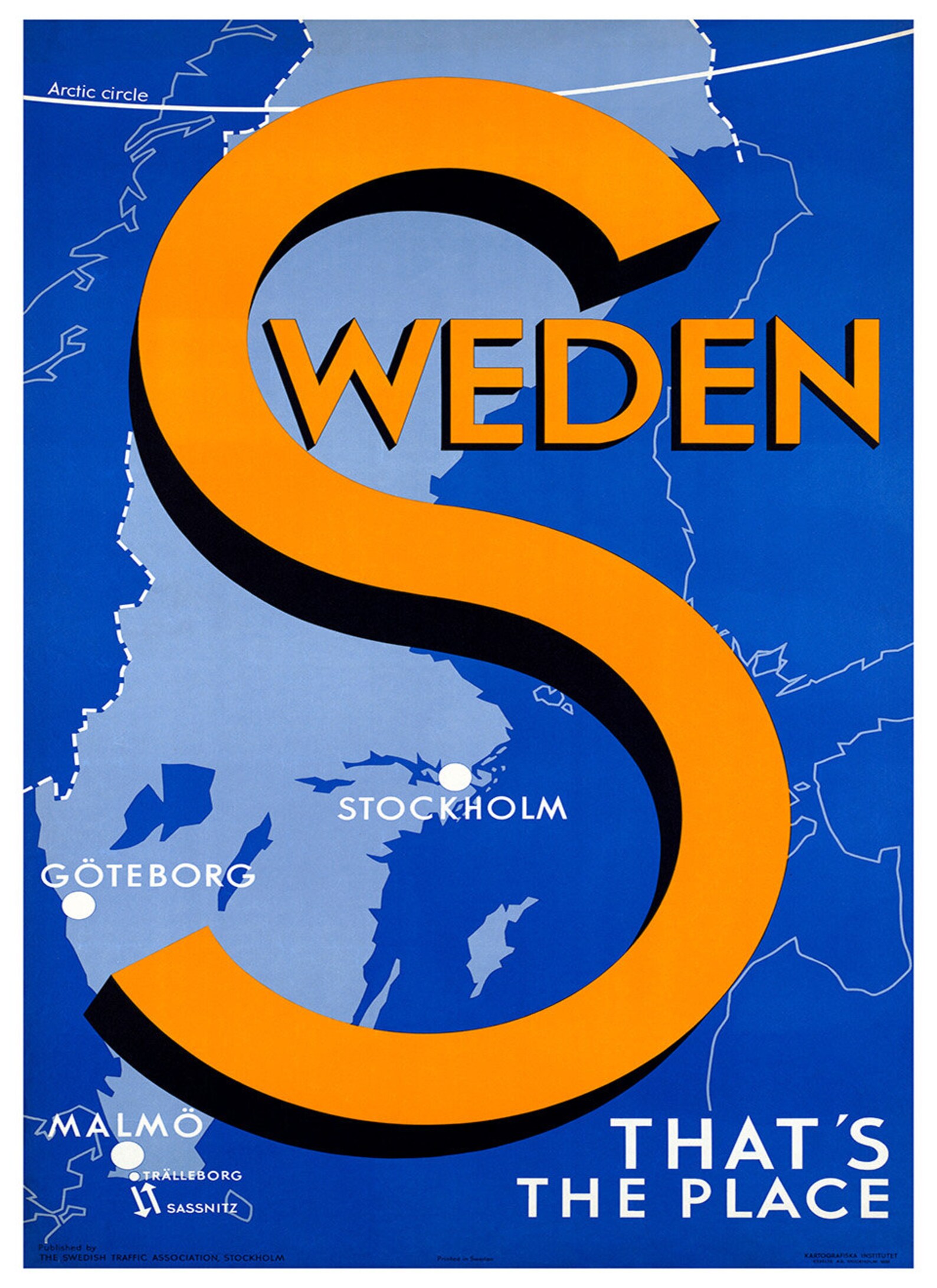 Sweden Travel Poster Swedish Vintage Style Print Etsy