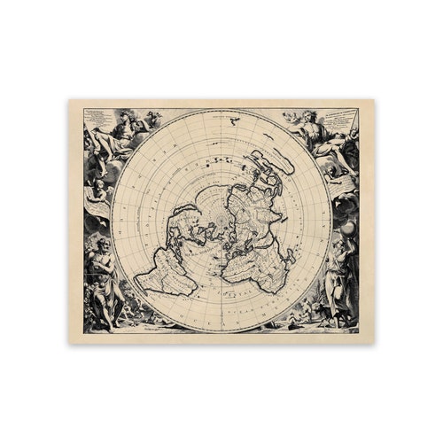 Flat Earth Map Polar Azimuthal Equidistant Projection 1943 WWII Poster 16x24 Flat Earth Map Polar Azimuthal Equidistant Projection 1943 WWII Poster 16x24