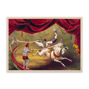 Circus Horse Act Poster Old Circus Animal Themed Wall Art, Premium Vintage Style Reproduction Print