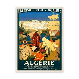 Algeria Africa Travel Poster, Vintage Style 1900s Mid Century Reproduction Print, Retro Wall Art Decor