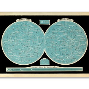 Zodiac Constellations Poster, Old Star Chart Astronomy Illustration, Vintage Style Print, AM03