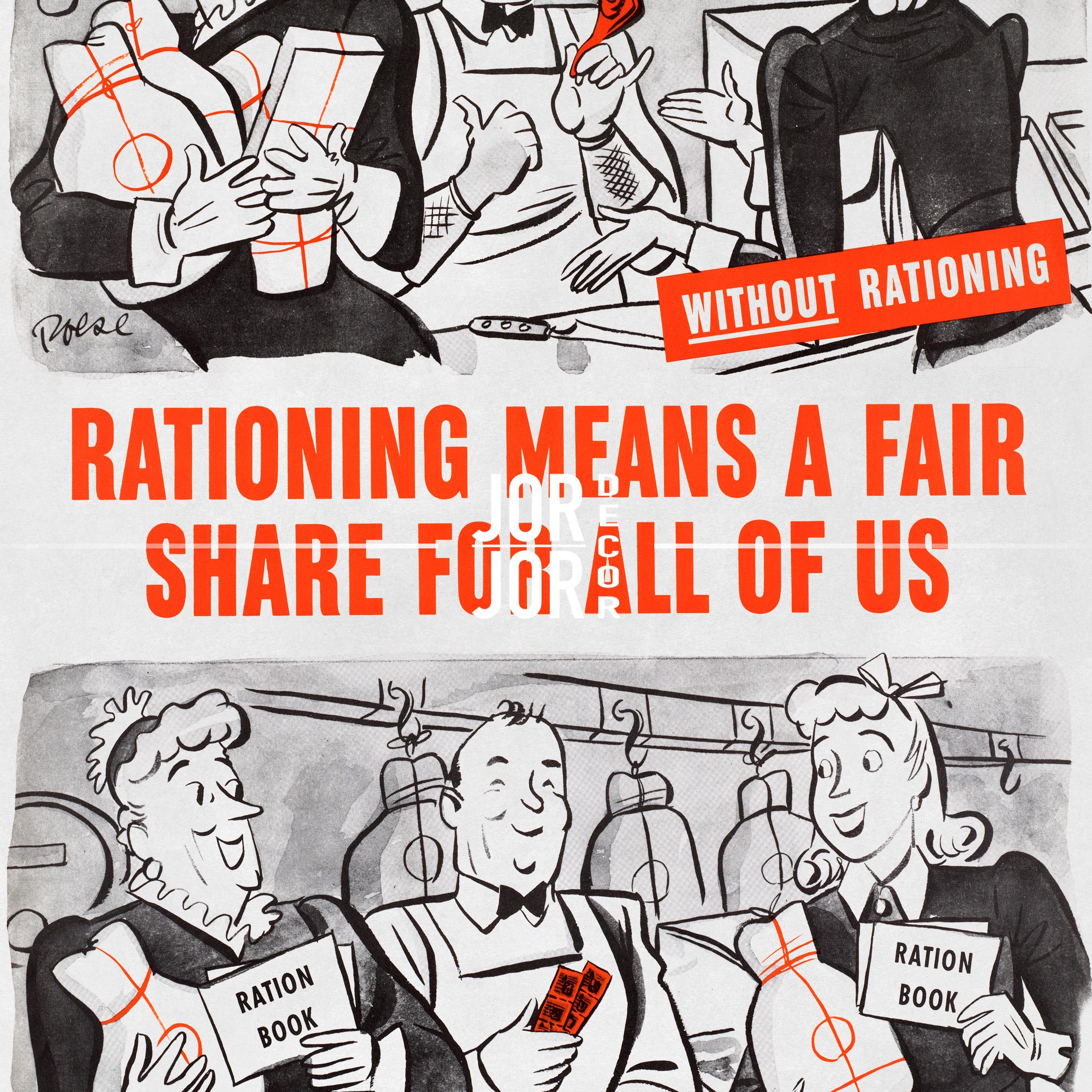 Food Rationing Patriotic Wartime Poster, Vintage Style 1940s Print ...