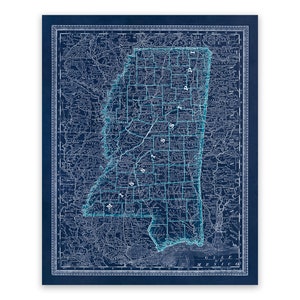 Antique Map of Mississippi, 19th Century Cartography Decor, Vintage Style Print Circa 1800s