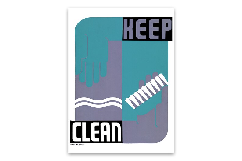 Vintage Style Print Keep Clean WPA Poster Promoting Cleanliness