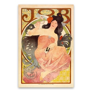 Póster de papel para liar cigarrillos antiguo, obra de arte Art Nouveau de Alphonse Much, impresión de reproducción de estilo vintage de primera calidad