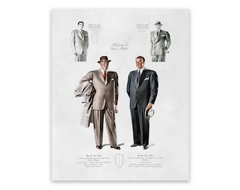 Men's Suit Vintage Style Fashion Print, 1930s-1940s Department