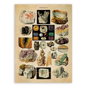 Vintage Mineral Print: Adolphe Millot Geology Chart Poster, AM55 image 1