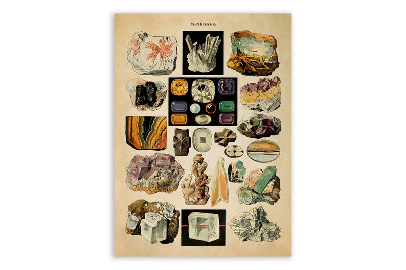 Vintage Mineral Print: Adolphe Millot Geology Chart Poster, AM55 image 1