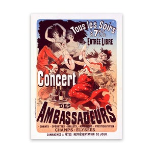 French Musical Theater Advertising Poster By Jules Cheret, 19th Century Belle Époque Artwork, Vintage Style Art Nouveau Print