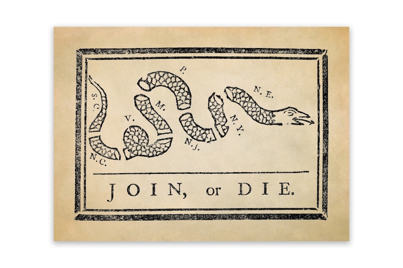 Join or Die Flag Poster: Vintage Revolutionary War Print - Etsy