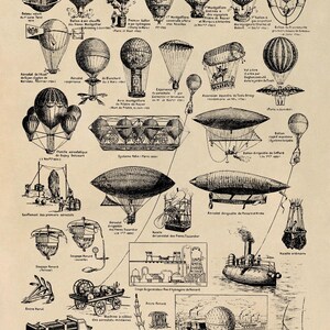 Antique Aviation Print: Vintage Hot Air Balloons & Airships, FD03 Classic