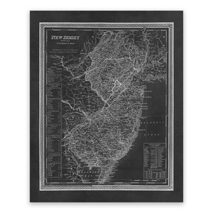 Antique Map of New Jersey, Vintage Style Print Circa 1800s