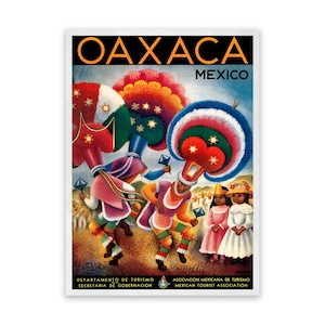 Póster de viaje de Oaxaca, México, reproducción de estilo vintage de mediados de siglo XX, decoración de pared retro