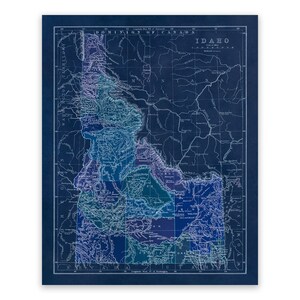 Poster Mappa Dello Stato Dell'Idaho - Stampa Da Parete 24x32 Pollici, Carta, Cool Owl Maps