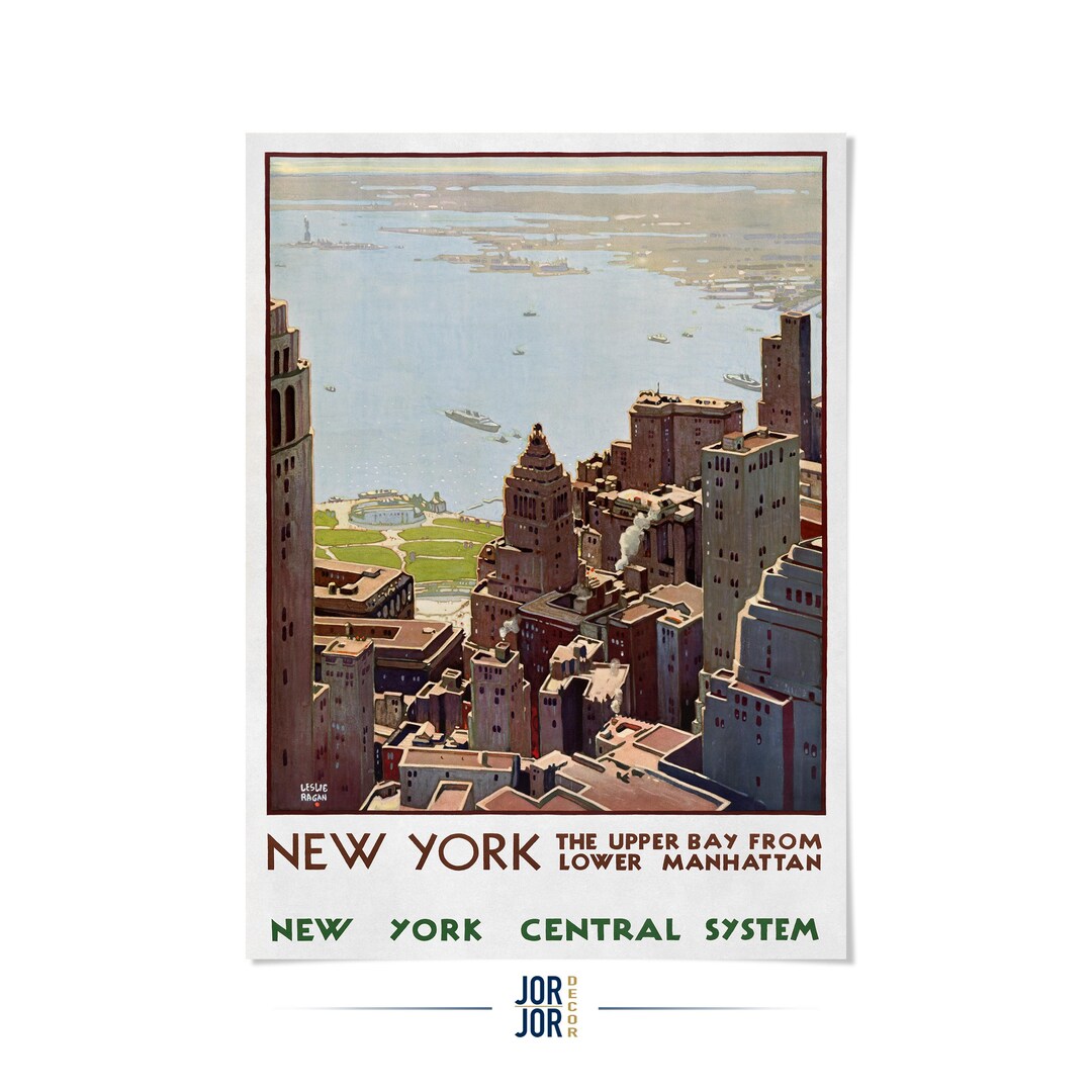 New York City Travel Poster: Vintage Style 1920s NYC Skyline Art Print ...