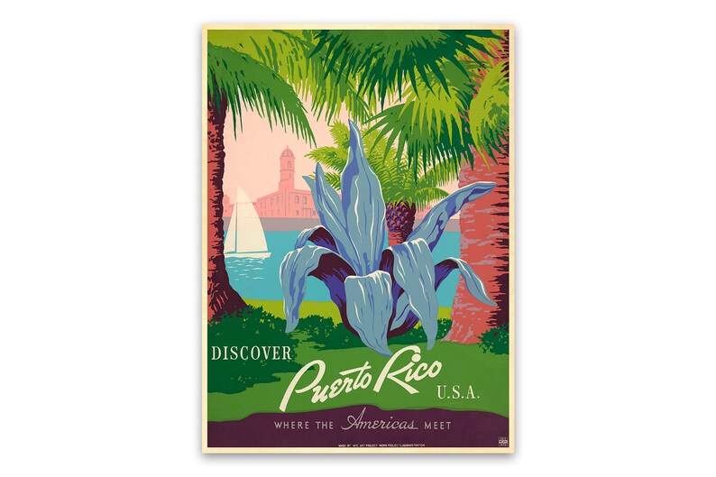 Puerto Rico Travel Poster Wpa Vintage Style Print