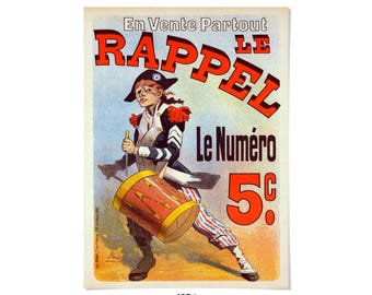 Le Rappel French Newspaper Poster: Vintage Style  Belle Époque Art Nouveau Print