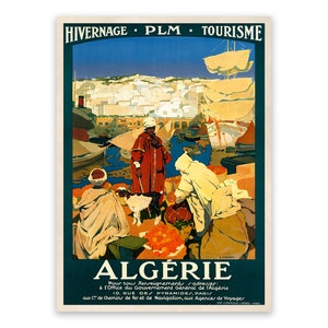 Algeria Africa Travel Poster, Premium Vintage Style Reproduction Print imagem 1