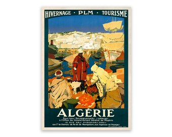 Algeria Africa Travel Poster, Premium Vintage Style Reproduction Print
