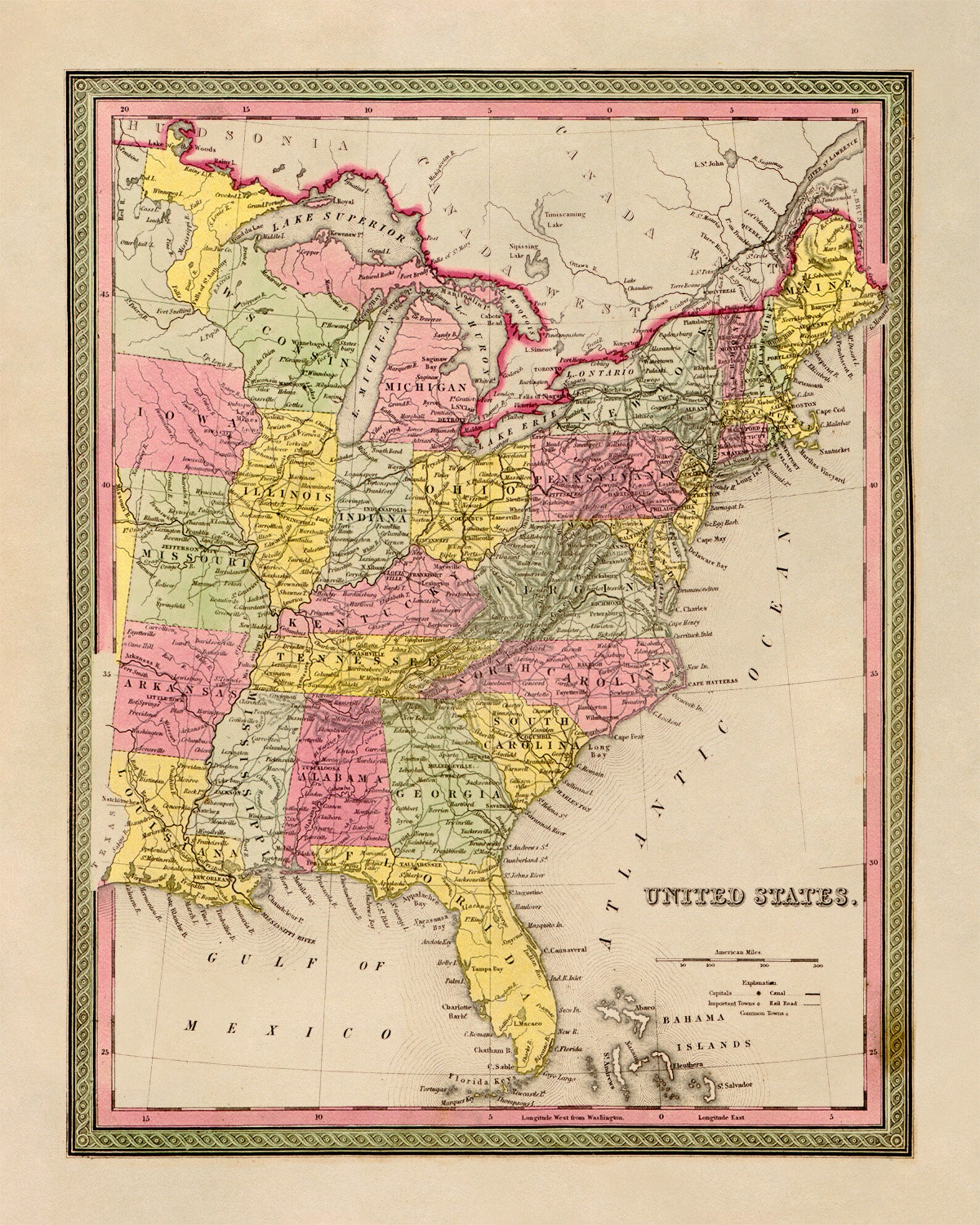 East America Map Print 1849 Old - Il 1588xN.3197152739 Myyb 