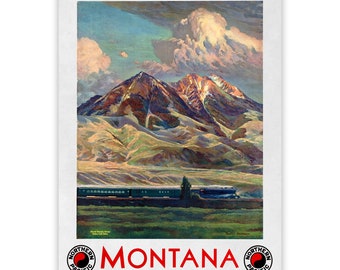 Montana Travel Poster, Premium Vintage Style Reproduction Print