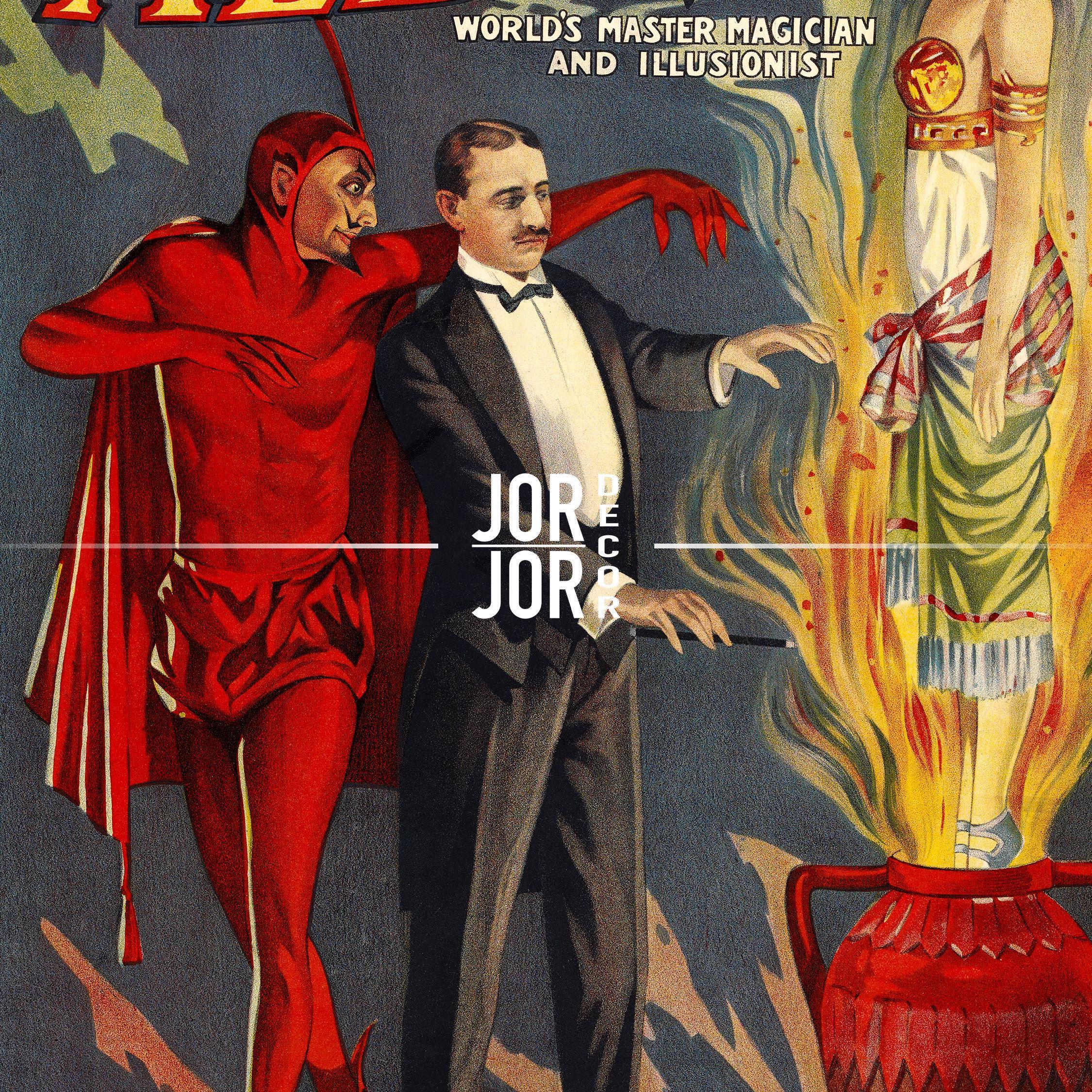 Albini Magician Print, 1911 Vintage Magic Poster, Illusionist