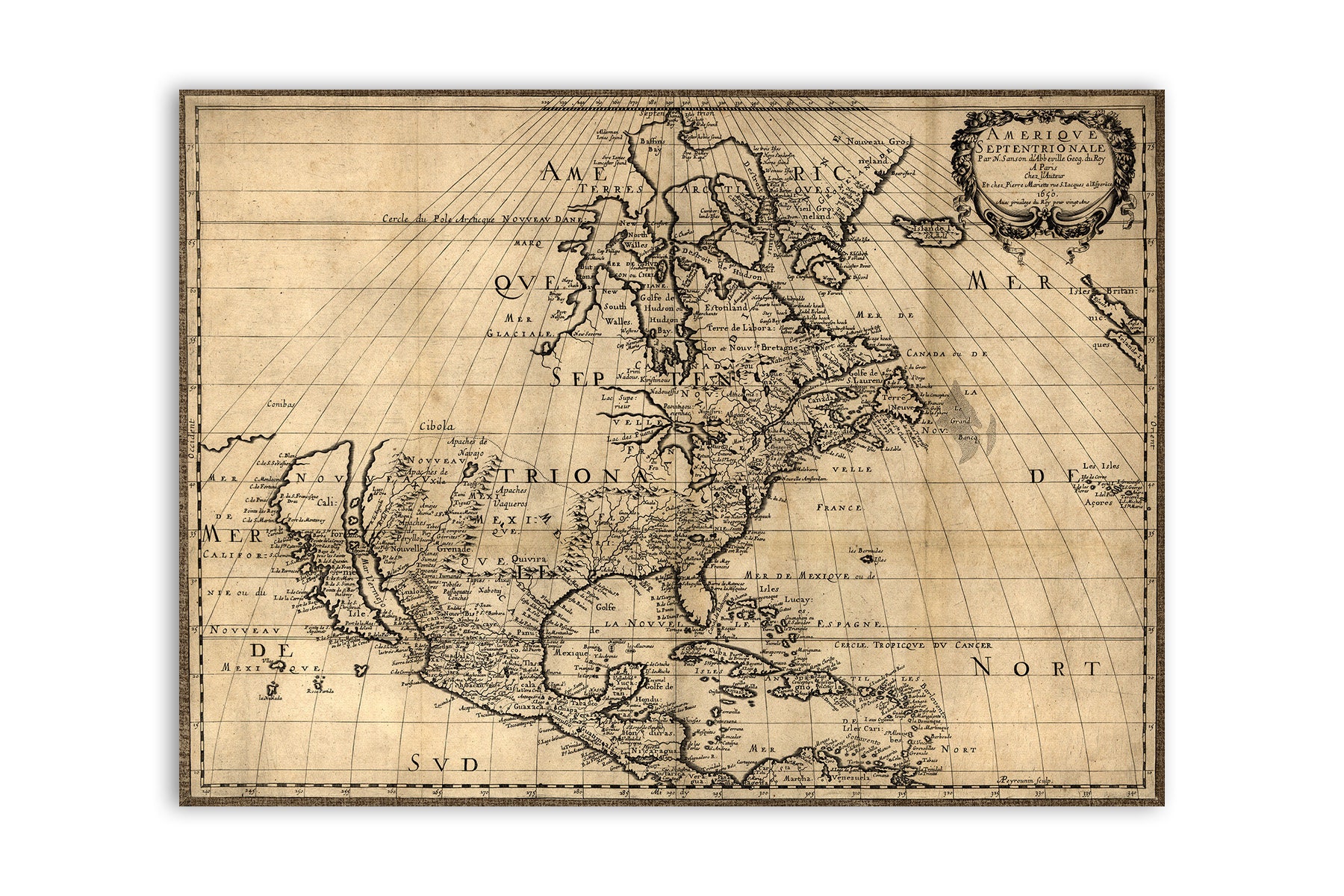 Old Map Of America Circa 1600s 1650 North American Map Known | Etsy