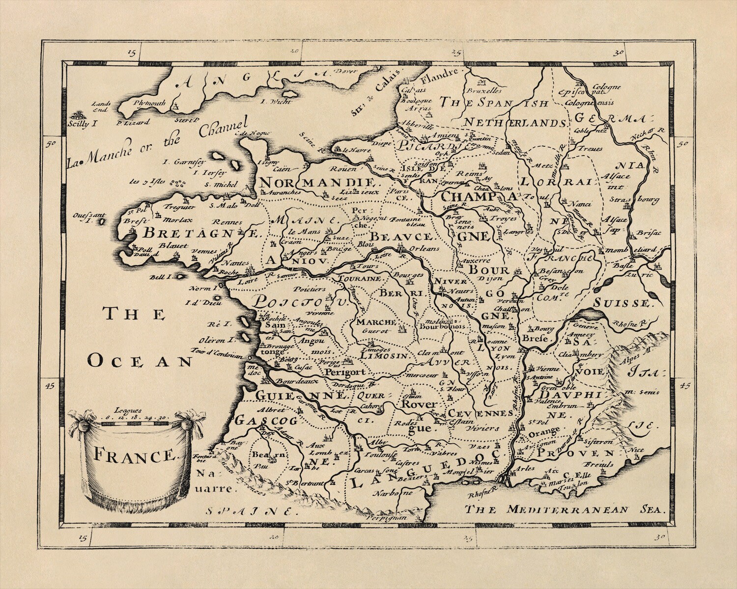 フランスアンティーク　MAP Historic Map - France - 1724 | World Maps Online