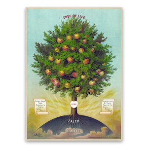 Tree Of Life Poster, Religious Morality Themed Artwork, Premium Vintage Style Reproduction Print