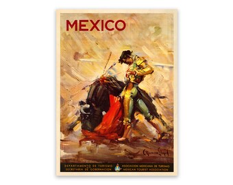 Mexico Travel Poster, Premium Vintage Style Reproduction Print