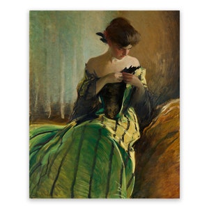 Romantic Women In Dress Painting, Victorian Female Portrait, John White Alexander Premium Reproduction Print, CP04
