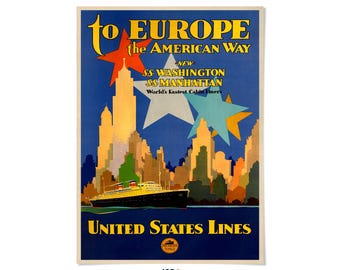 American Cruise Ship Poster: Vintage Style 1900s Travel Poster