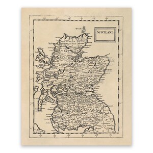 Carte ancienne de l'Écosse, décor cartographique du XVIIe siècle, impression de style vintage vers 1600