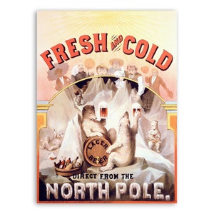 Fresh and Cold Lager Beer Advertisement Poster, Victorian Era Brewery Illustration, Premium Vintage Style Reproduction Print