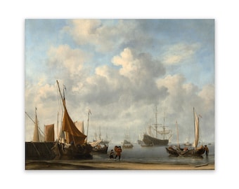 Dutch Sailing Ships Print: Vintage Nautical Seascape Art Reproduction, CP32