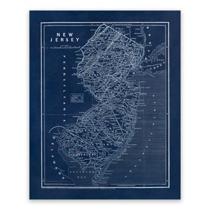 Old Map of New Jersey, 19th Century Cartography Decor, Vintage Style Print Circa 1800s